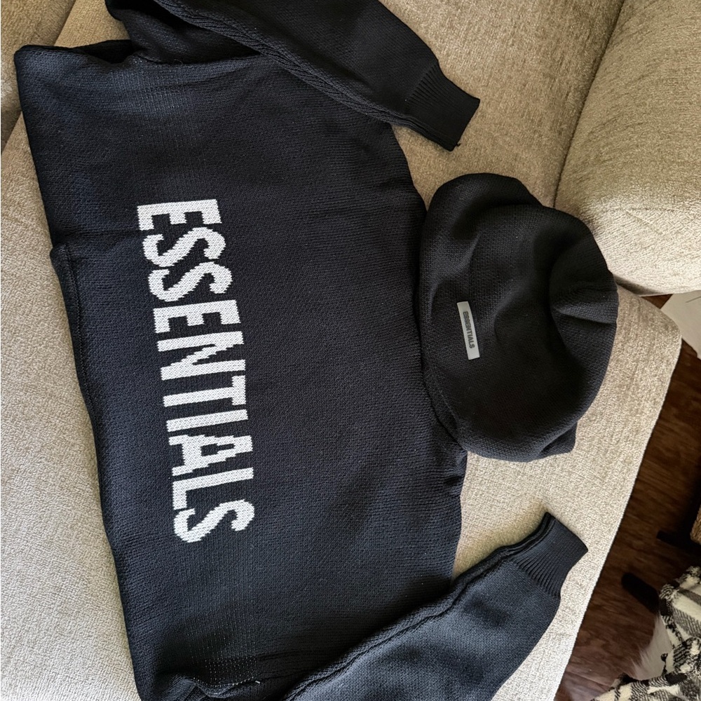 Essentials Charcoal Knit Hoodie